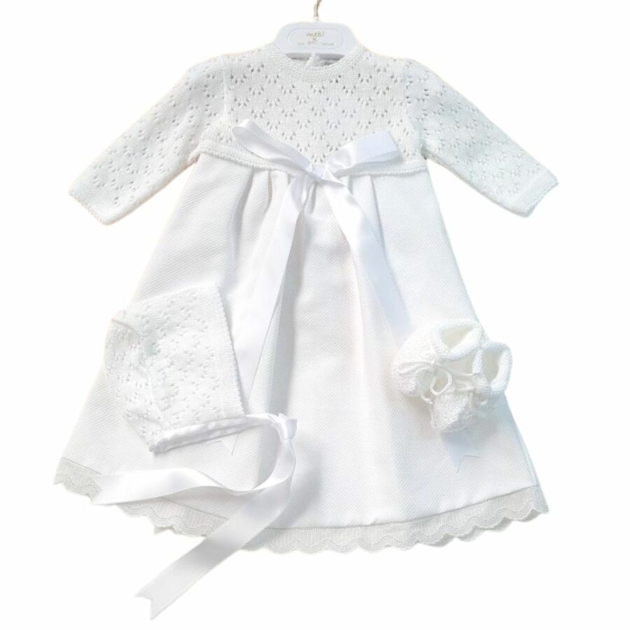 Conjunto de canastilla de punto blanco 1637-028 Mebi