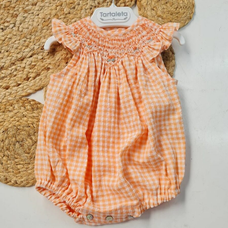 Pelele Jesús bordado a mano naranja B4125 Tartaleta