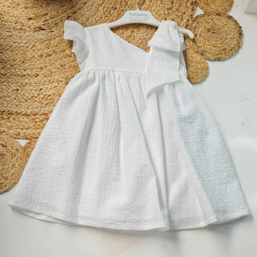 Vestido Susana asimétrico blanco B4251 Tartaleta