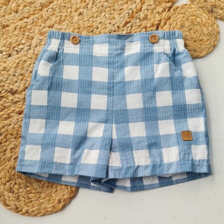 Pantalon corto vichy niño turquesa 01-50083 José Varón