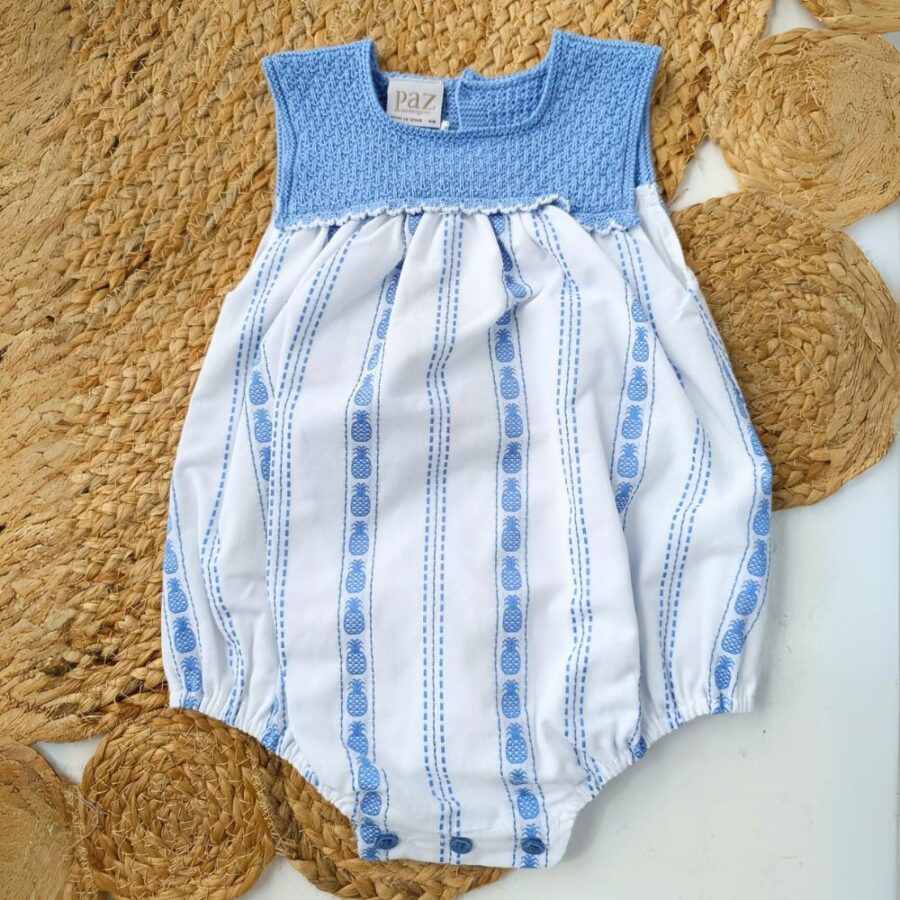 Pelele punto tela Dorna blanco azul 005-122636 Paz Rodríguez