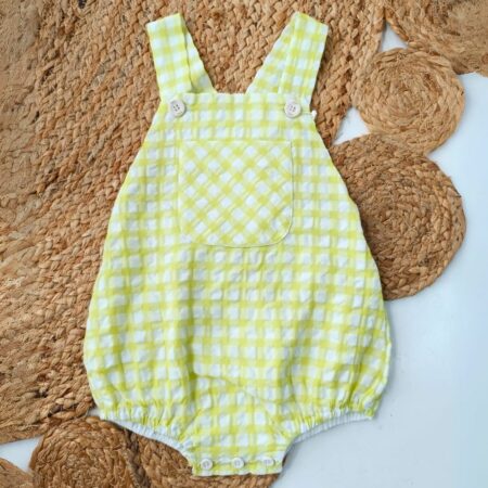 Peto corto niño Seersucker Peonza amarillo fluor 007-152662 Paz Rodríguez