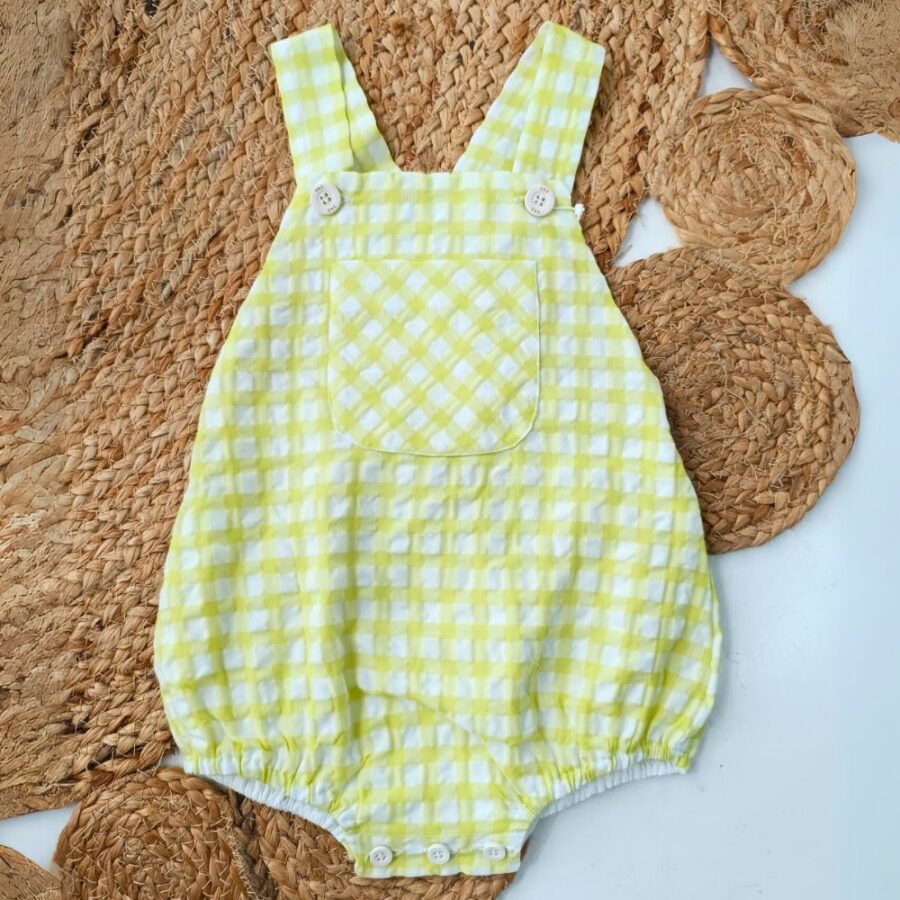 Peto corto niño Seersucker Peonza amarillo fluor 007-152662 Paz Rodríguez