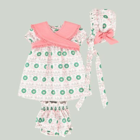 Vestido estampado bebé 3P rosa/verde 01-54006 José Varón
