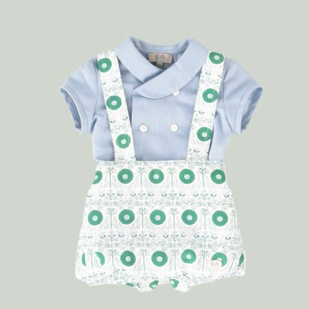 Conjunto rana estampado celeste/verde 01-54008 José Varón