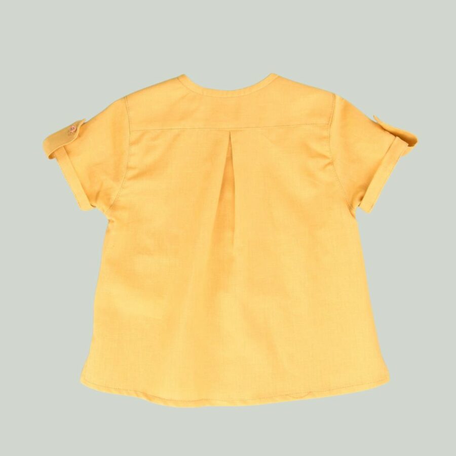 Blusa lino manga corta niño mostaza 01-54063M José Varón
