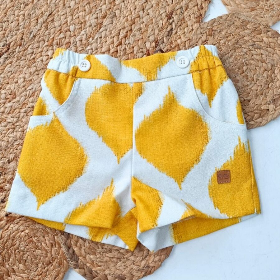 Pantalón corto rombo niño amarillo 01-54083 José Varón