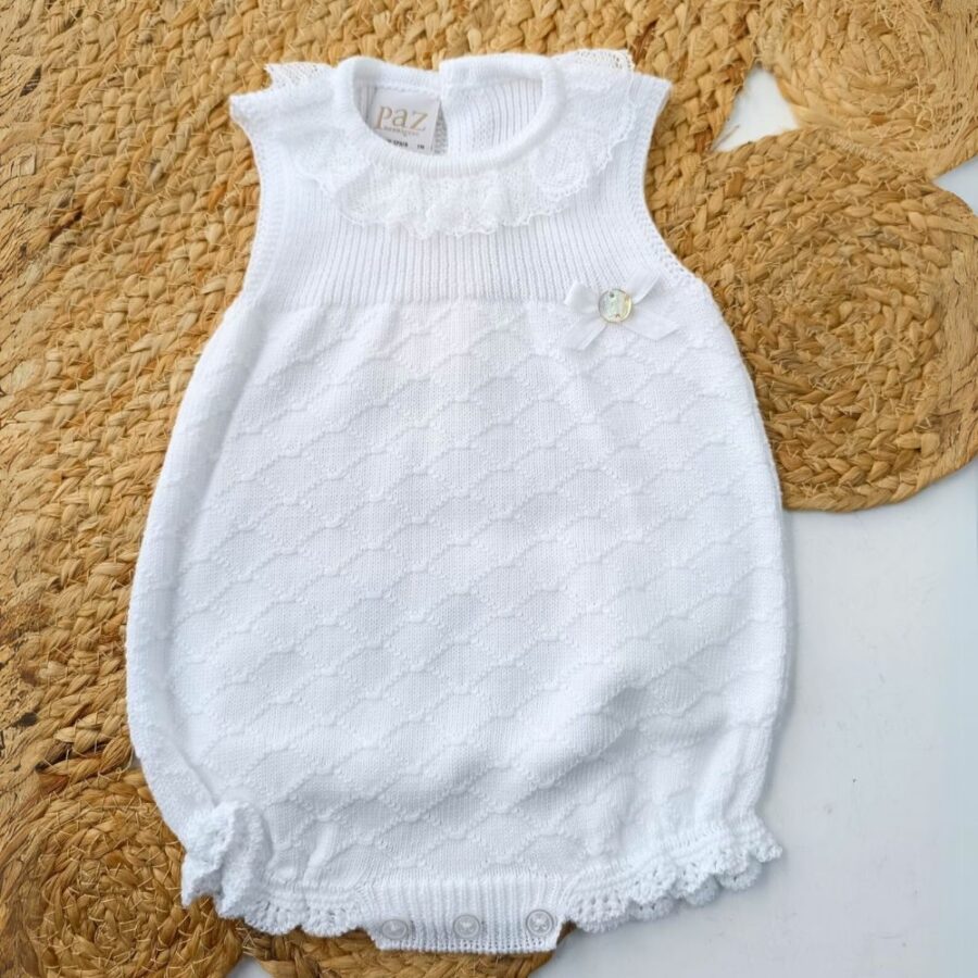 Pelele corto punto niña Linda blanco 005-122702 Paz Rodríguez