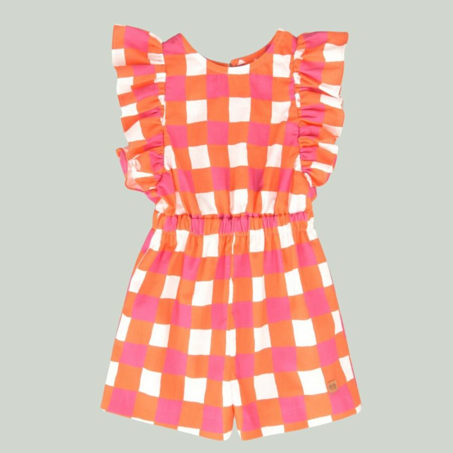 Mono corto cuadro bicolor naranja y rosa 01-54097 José Varón