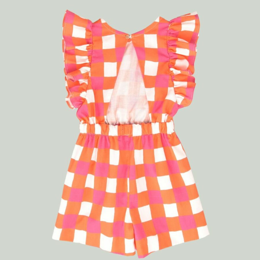 Mono corto cuadro bicolor naranja y rosa 01-54097 José Varón