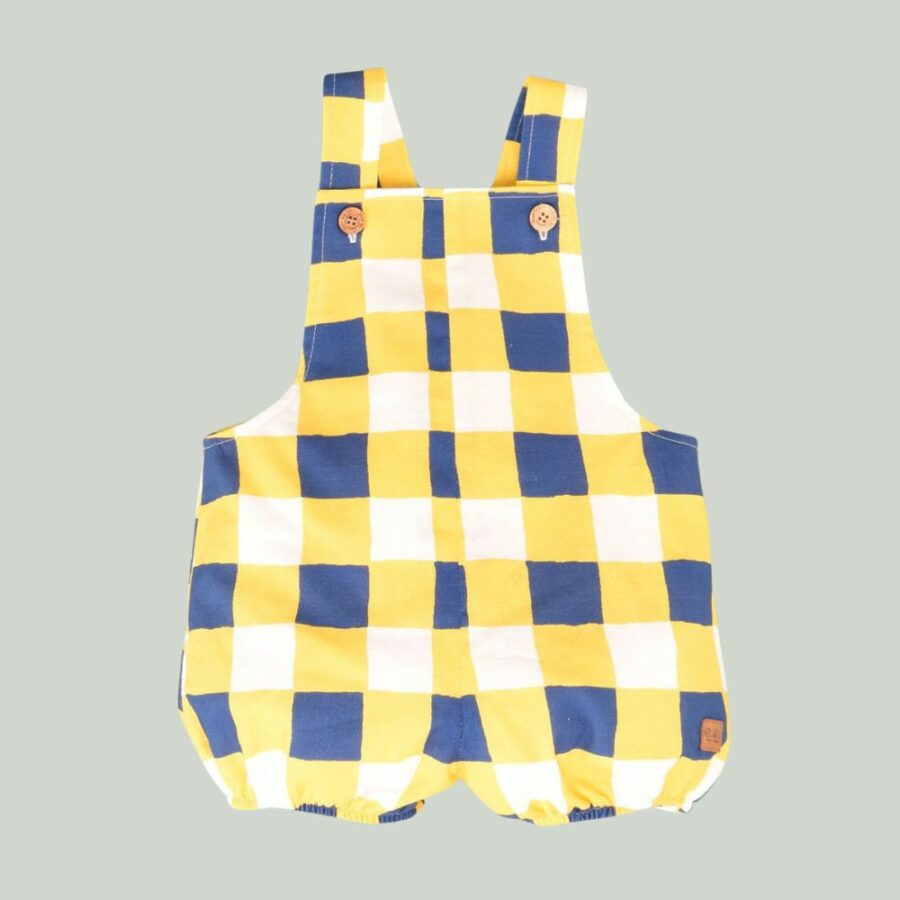 Peto rana cuadro bicolor bebé amarillo y tinta 01-54102 José Varón