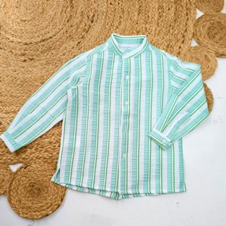 Camisa pekin cuello mao ML verde B6981 B645 Tartaleta